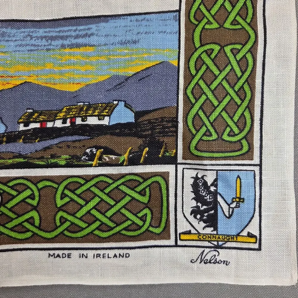 Vintage Nelson Irish Blessing Pure Linen Tea Towel Made Ireland 30.5